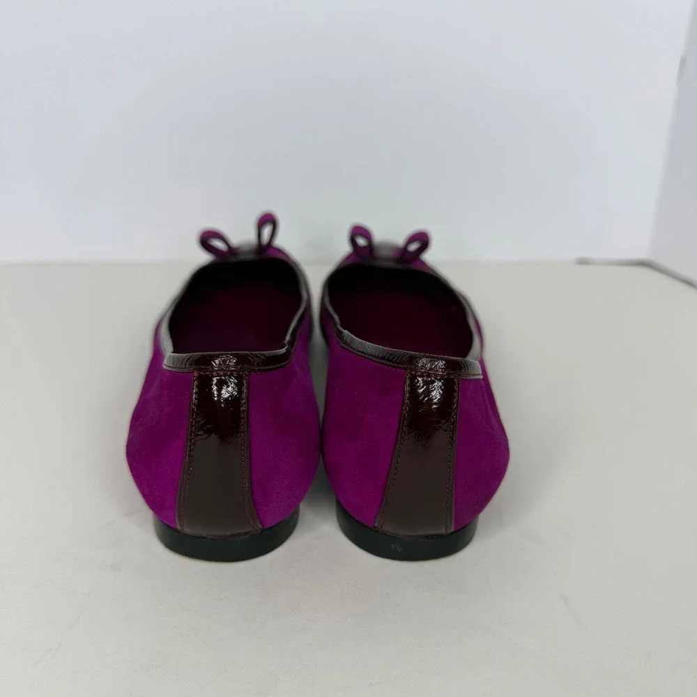 Marc Jacobs Women's Purple Suede Patent Bow Ballet Flats Made in Italy Size 39.5